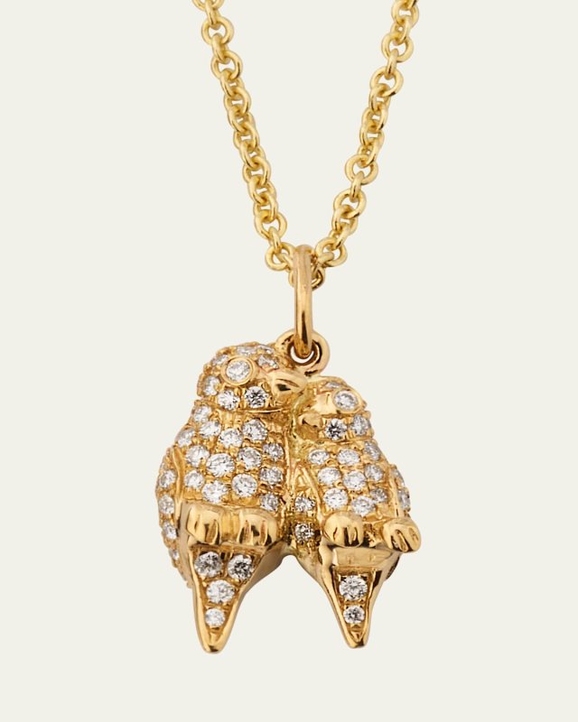 14K Yellow Gold Lovebirds Charm with Diamonds